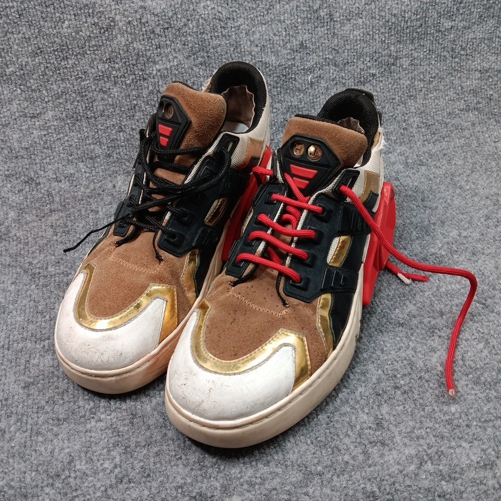 Hide & Jack Chunky Platform Sneakers Gold Black Red Italian Designer US 8 EU 41